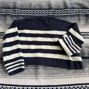 Sincerely Jules Navy and White Striped Women’s Cropped Sweater Size Small